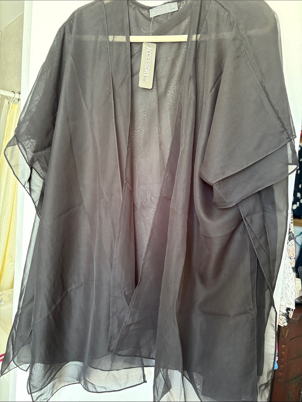 Black Sheer Open-Front women’s cardigan